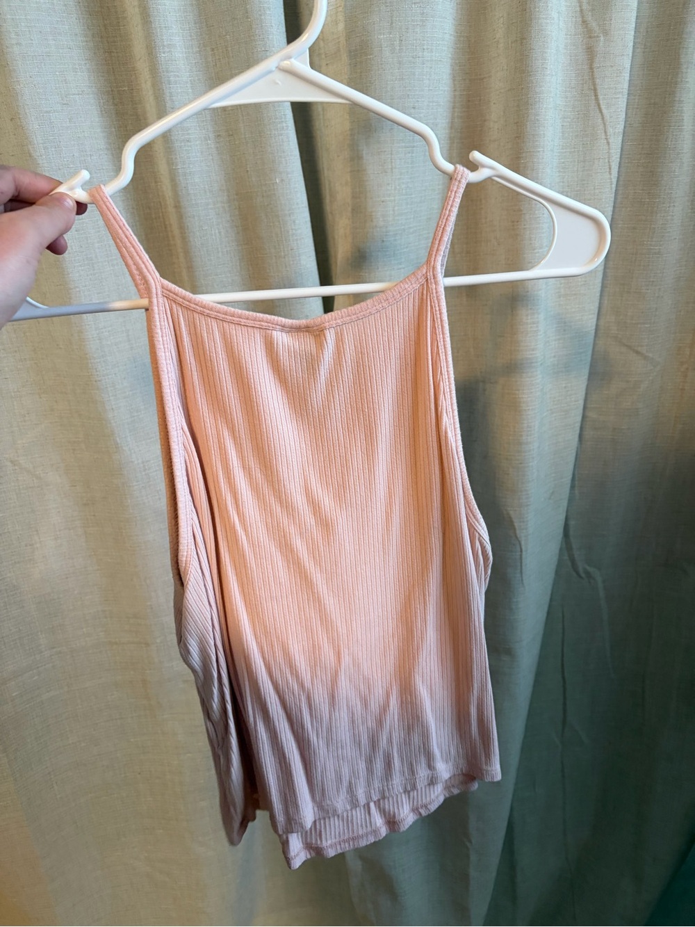 Ribbed Spaghetti-Strap Tank Top - Light Pink